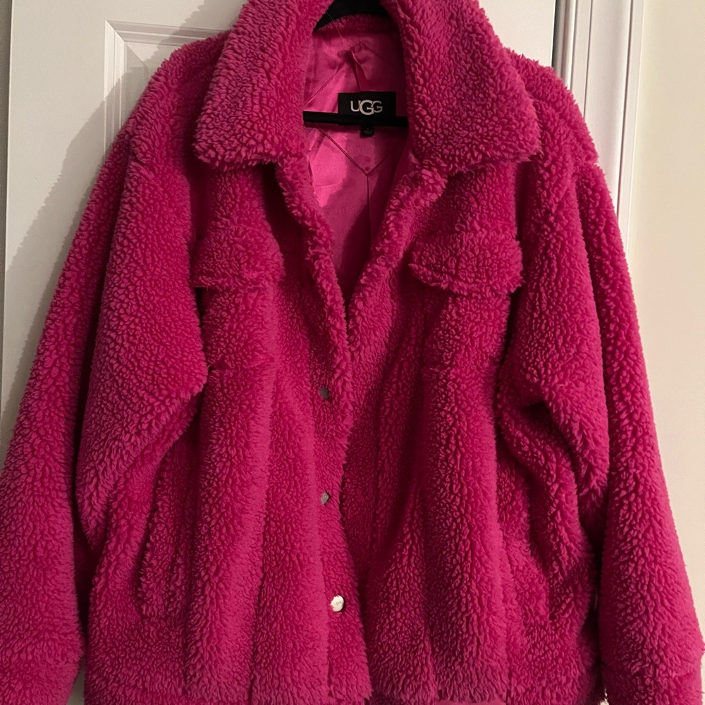 UGG Women's Vibrant Pink Teddy Jacket XL EUC